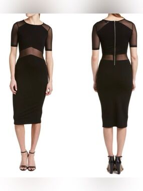 NWT French Connection Short Sleeve Little Black Dress with Mesh Inserts Size 10